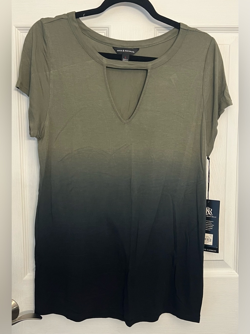 Rock & Republic Core Tee Ombre Green & Black